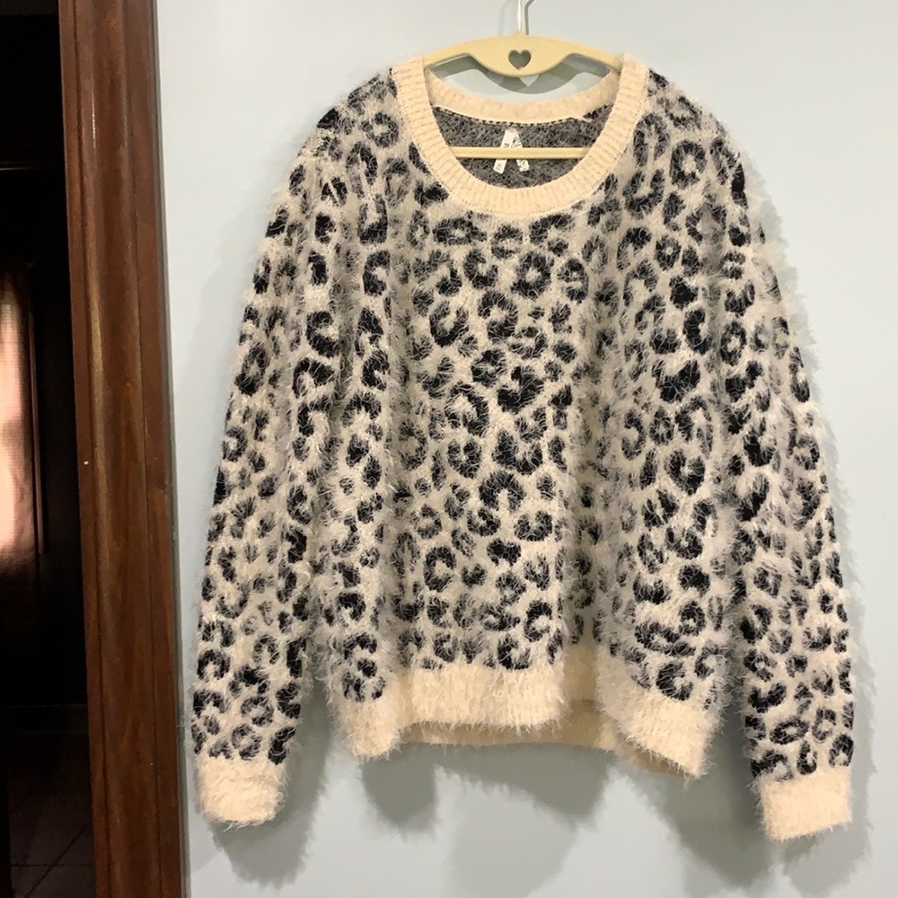 Mudd Cream and Black Leopard Sweater